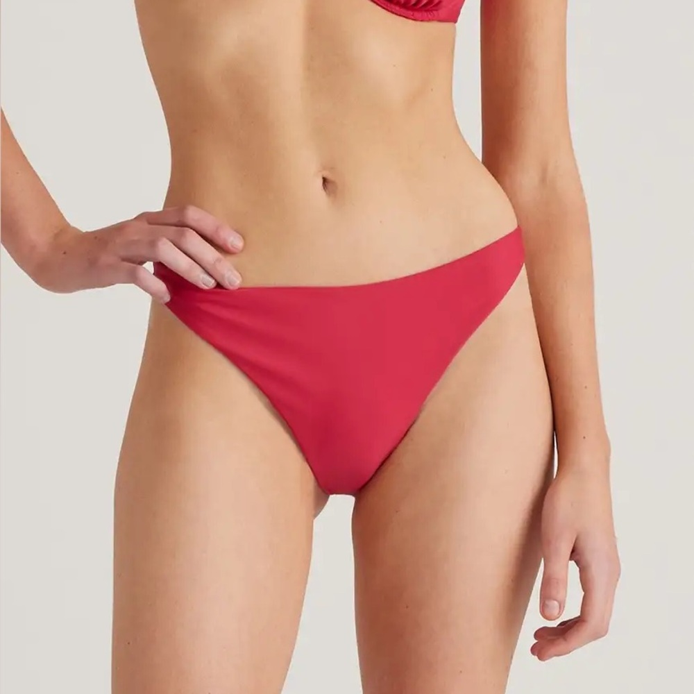 NWT Quince Italian Low Rise Vibrant Pink Bikini Bottom Swimwear Sz S